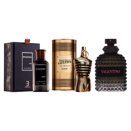 Combo Exclusivo Bharara + Valentino Born + Elixir Lattafa