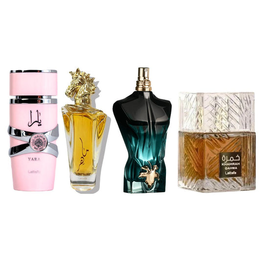 Combo Premium: Yara + Maahir + Khamrah + Qahwa + Le Beau (Con Caja)
